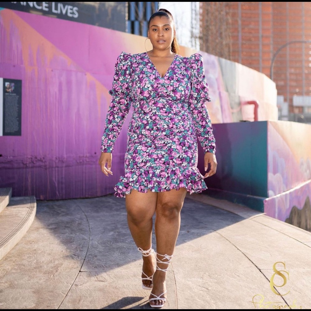 Puff plush dress Shein